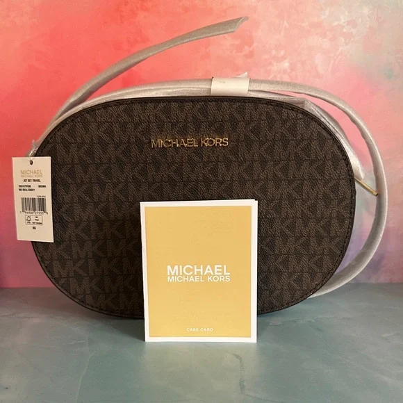 Michael Kors Brown Logo Crossbody Bag Jet Set Travel - Picture 4 of 16